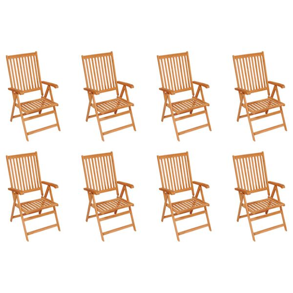 vidaXL Reclining Garden Chairs 8 pcs Solid Teak Wood