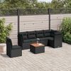 vidaXL 7 Piece Garden Sofa Set with Cushions Black Poly Rattan