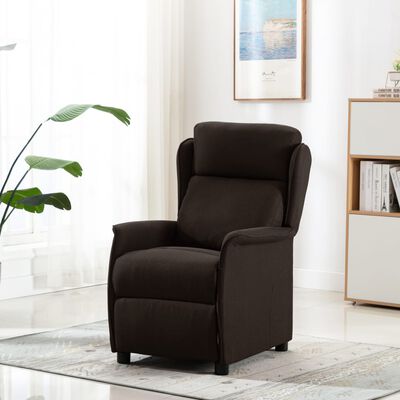 vidaXL Recliner Chair Dark Brown Fabric