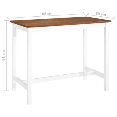vidaXL Bar Table Solid Wood 108x60x91 cm