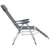 vidaXL Folding Camping Chairs with Footrests 2 pcs Grey Textilene