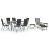 vidaXL 10 Piece Garden Dining Set Black and Silver