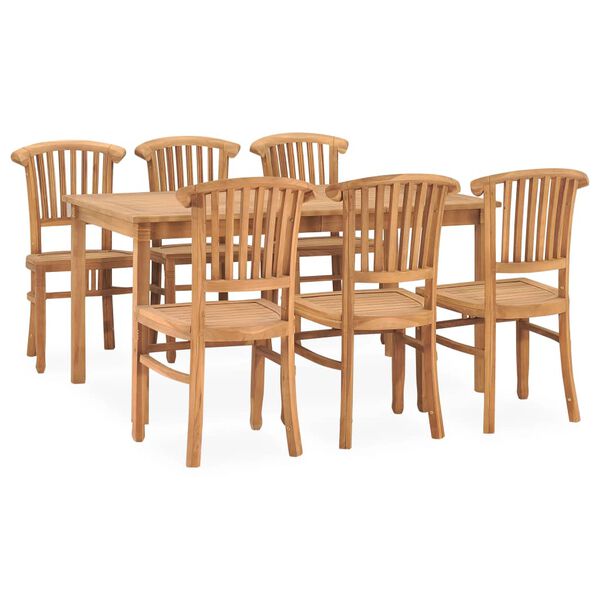 vidaXL 7 Piece Garden Dining Set Solid Teak Wood