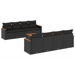 vidaXL Garden Sofa Set | Black | PE Rattan | Large | Adjustable Feet