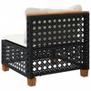 vidaXL Garden Sofa Armless with Cushions Black Poly Rattan