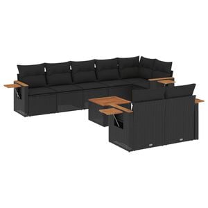 vidaXL Patio Sofa Set 9-Seaters Black
