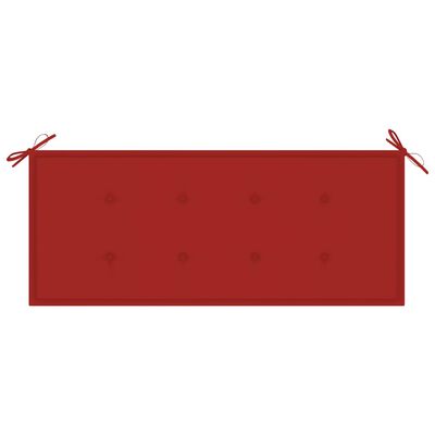 vidaXL Batavia Bench with Red Cushion 120 cm Solid Teak Wood