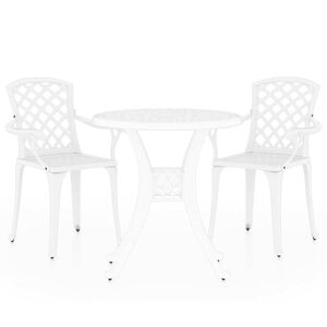 vidaXL 3 Piece Bistro Set Cast Aluminium White