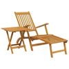 vidaXL Outdoor Deck Chair with Footrest and Table Solid Wood Acacia