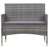 vidaXL 2 Piece Garden Lounge Set with Cushion Poly Rattan Grey