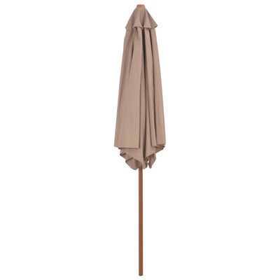 vidaXL Outdoor Parasol with Wooden Pole 270 cm Taupe