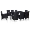 vidaXL 9 Piece Outdoor Dining Set Poly Rattan Black