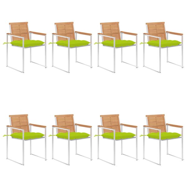 vidaXL Garden Chairs 8 pcs with Cushions Solid Teak Wood
