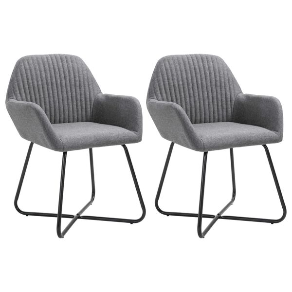 vidaXL Dining Chairs 2 pcs Dark Grey Fabric