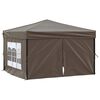 vidaXL Folding Party Tent with Sidewalls Taupe 3x3 m
