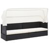 vidaXL Garden Sofa with Canopy Black Poly Rattan