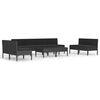 vidaXL 10 Piece Garden Lounge Set with Cushions Poly Rattan Black
