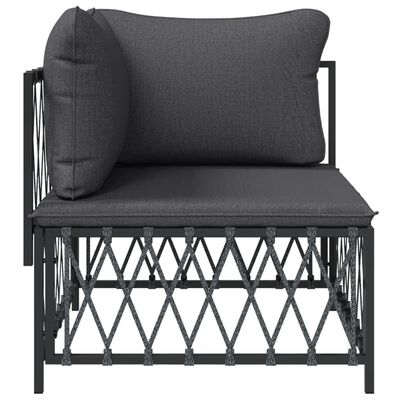 vidaXL Garden Corner Sofa with Cushions Anthracite Woven Fabric