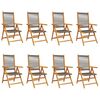 vidaXL Reclining Folding Chairs 8 pcs Grey Solid Wood Acacia