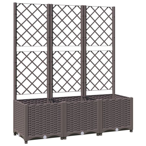 vidaXL Garden Planter with Trellis Brown 120x40x136 cm PP