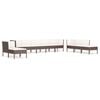 vidaXL 10 Piece Garden Lounge Set with Cushions Poly Rattan Brown
