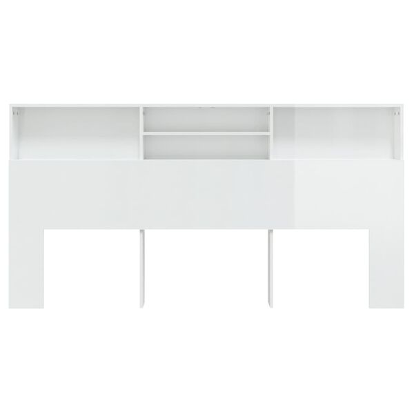 vidaXL Headboard Cabinet High Gloss White 200x19x103.5 cm