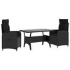vidaXL Outdoor Dining Set 3 pcs Black 120 x 70 x 66 cm Poly Rattan