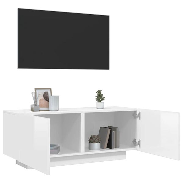 vidaXL TV Cabinet High Gloss White 100x35x40 cm Engineered Wood