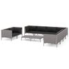 vidaXL Garden Lounge Set | Dark Grey | Powder-coated steel, PE rattan, Polyester