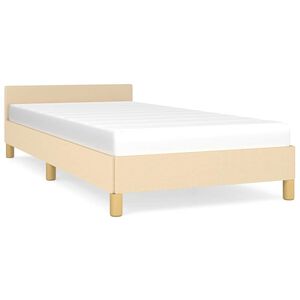 vidaXL Bed Frame with Headboard without Mattress Cream 90x200cm Fabric