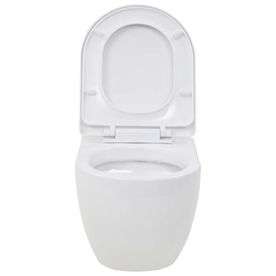 vidaXL Wall-Hung Toilet Ceramic White