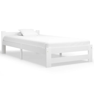 vidaXL Bed Frame White Solid Pine Wood 100x200 cm