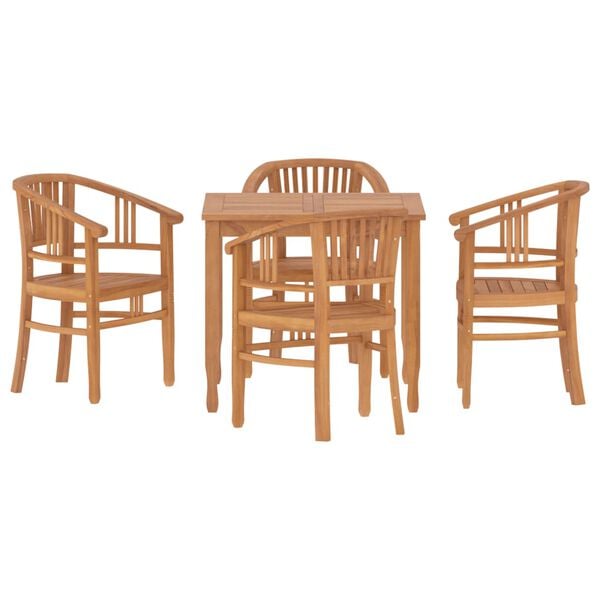 vidaXL 5 Piece Garden Dining Set Solid Wood Teak