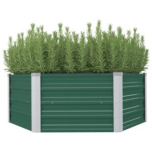 vidaXL Raised Garden Bed 129x129x45 cm Galvanised Steel Green