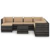 vidaXL 9 Piece Garden Lounge Set with Cushions Grey Impregnated Wood