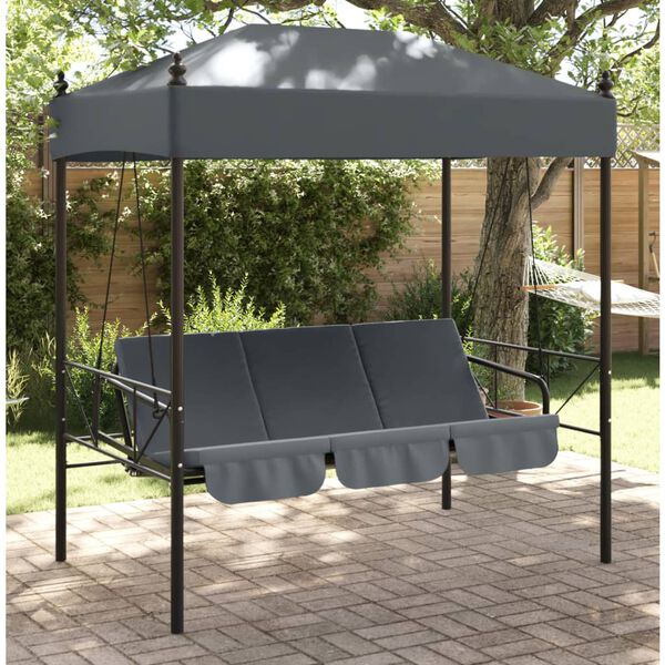vidaXL Garden Swing Bench with Canopy Dark Grey&nbsp;Steel