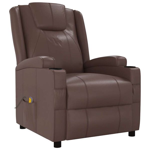vidaXL Massage Reclining Chair Brown Faux Leather