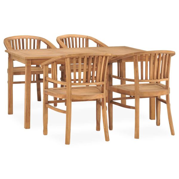 vidaXL 5 Piece Garden Dining Set Solid Teak Wood