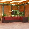 vidaXL 5 Piece Garden Lounge Set with Cushions Poly Rattan Brown