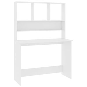 vidaXL Desk with Shelf White 110x45x157 cm Engineered Wood