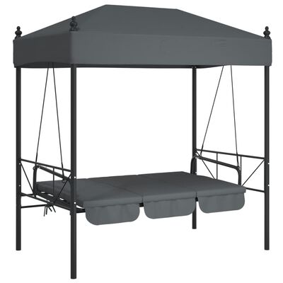 vidaXL Garden Swing Bench with Canopy Dark Grey Steel