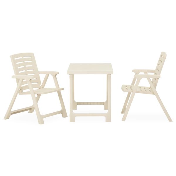 vidaXL 3 Piece Folding Bistro Set Plastic White