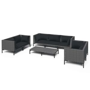 vidaXL 8 Piece Garden Lounge Set with Cushions Poly Rattan Dark Grey