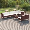 vidaXL 9 Piece Garden Lounge Set with Cushions Poly Rattan Brown