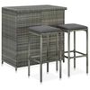 vidaXL Bar Set | Grey | PE rattan, steel, fabric (100% polyester) | Medium