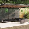 vidaXL 9 Piece Garden Lounge Set with Cushions Poly Rattan Dark Grey