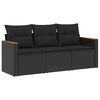 vidaXL 3 Piece Garden Sofa Set with Cushions Black Poly Rattan
