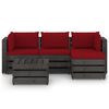 vidaXL 5 Piece Garden Lounge Set with Cushions Grey Impregnated Wood