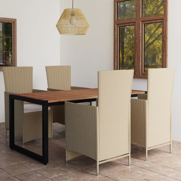 vidaXL 5 Piece Garden Dining Set Beige