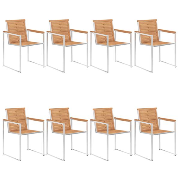 vidaXL Garden Chairs 8 pcs with Cuhsions Solid Teak Wood